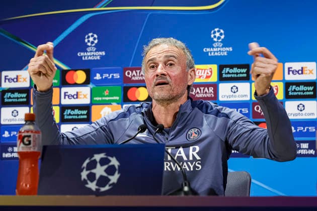 Paris, France April 27 Paris Saint Germain Head Coach Luis Enrique talks during the training session press conference on day ahead of the UEFA Champions League 2025 26 Semi Final First Leg match between Paris Saint Germain and FC Bayern Munchen at Parc des Princes on April 27, 2026 in Paris, France Photo by JustPictures Paris Parc des Princes France Copyright: x x2026xEurasiaxSportxImagesx jp-en-EuSpIm-AB6_PSG_Pressconf_27Apr2026_PR613