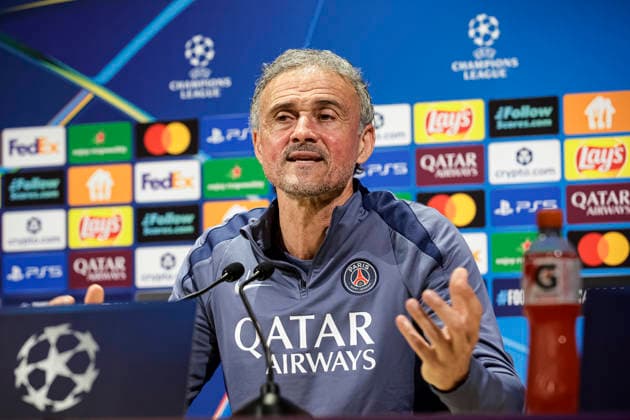 Paris, France April 27 Paris Saint Germain Head Coach Luis Enrique talks during the training session press conference on day ahead of the UEFA Champions League 2025 26 Semi Final First Leg match between Paris Saint Germain and FC Bayern Munchen at Parc des Princes on April 27, 2026 in Paris, France Photo by JustPictures Paris Parc des Princes France Copyright: x x2026xEurasiaxSportxImagesx jp-en-EuSpIm-AB6_PSG_Pressconf_27Apr2026_PR821