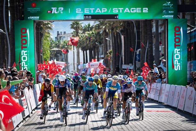 61st Presidential Cycling Tour of Turkiye AYDIN, TURKIYE - APRIL 27: Cyclists compete during the second stage of the 61st Presidential Cycling Tour of Turkiye, a 152-kilometer route from Aydin to Marmaris, in Aydin, Turkiye, on April 27, 2026. Held under the auspices of the Turkish Presidency and supported by the Turkish Youth and Sports Ministry, the eight-stage race is Turkiye’s only event in the ‘ProSeries’ category on the UCI Europe Tour calendar. Ahmet Serdar Eser Anadolu Aydin Turkey. Editorial use only. Please get in touch for any other usage.  Copyright: x2026xAnadoluxAhmetxSerdarxEserx