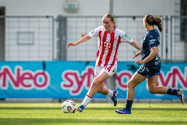 Carlotta Imping 14 1 FC Köln in a duel with Selina Cerci 29 TSG Hoffenheim at Dietmar Hopp Stadium GPFBL TSG Hoffenheim 1 FC Köln, 27 04 2026 Copyright: xSpeedshotx