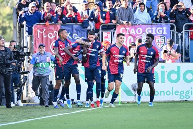 Paul Mendy of Cagliari Calcio, Esultanza, Joy, Celebration After scoring goal, during Cagliari Calcio vs Atalanta BC, Italian soccer Serie A match in Cagliari, Italy, April 27 2026  Copyright: xLuigixCanu IPAxSportx xipa-agency.netx xx IPA_74276032 IPA_Agency_IPA74276032