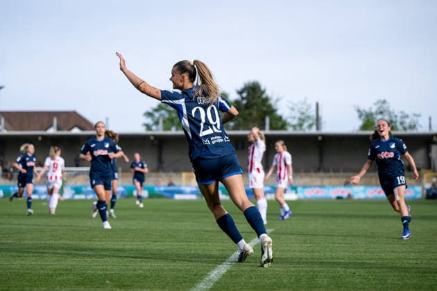 TSG Hoffenheim vs 1 FC Köln, Soccer Women Bundesliga, Matchday 23 27 04 2026, Dietmar Hopp Stadion, Hoffenheim, TSG Hoffenheim vs 1 FC Köln, Soccer Women Bundesliga, Matchday 23, in the picture Selina Cerci TSG Hoffenheim, 29 celebrates the goal to 2 0, behind her Marie Steiner TSG Hoffenheim, 19 , nordphotoxGmbHx xMemmler nph00005