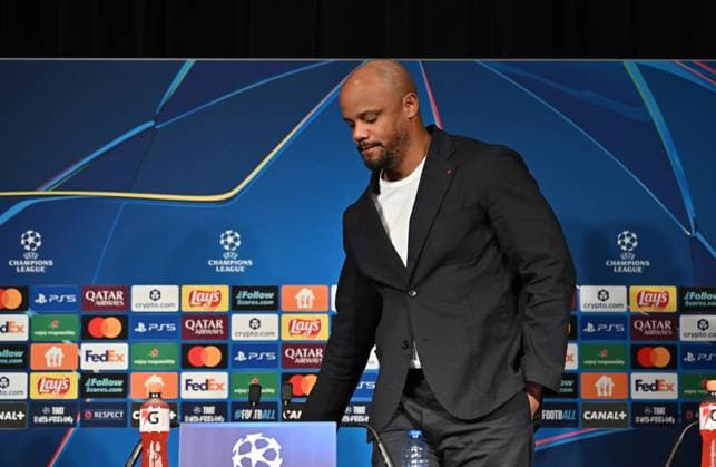 Ahead of PSG v FC Bayern Munich - UEFA Champions League PARIS, FRANCE - APRIL 27: Bayern Munich head coach Vincent Jean Mpoy Kompany and player Dayot Upamecano (not seen) attend a press conference, PK, Pressekonferenz ahead of the UEFA Champions League semi-final first leg match between Paris Saint-Germain and FC Bayern Munich at Parc des Princes in Paris, France on April 27, 2026. Mustafa Yalcin Anadolu Paris France. Editorial use only. Please get in touch for any other usage.  Copyright: x2026xAnadoluxMustafaxYalcinx