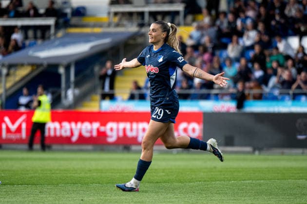 TSG Hoffenheim vs 1 FC Köln, Soccer Women Bundesliga, Matchday 23 27 04 2026, Dietmar Hopp Stadion, Hoffenheim, TSG Hoffenheim vs 1 FC Köln, Soccer Women Bundesliga, Matchday 23, in the picture Selina Cerci TSG Hoffenheim, 29 celebrates the goal for the 5 2, nordphotoxGmbHx xMemmler nph00005