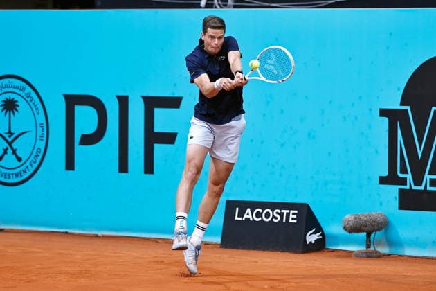 Alexander Blockx (BEL), APRIL 27, 2026 - Tennis : Alexander Blocx during singles Round of 32 match against Felix Auger-Aliassime on the ATP, Tennis Herren tour Masters 1000 tournaments Mutua Madrid Open tennis tournament at the Caja Magica in Madrid, Spain. Noxthirdxpartyxsales  aflo_328491924