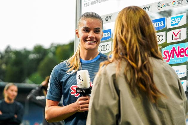 Germany Soccer Google Pixel Women Bundesliga 2025 2026 , 23 Matchday TSG Hoffenheim Women vs 1 FC Cologne Women Dietmar Hopp Stadion Hoffenheim Selina Cerci TSG Hoffenheim Women, 29 , emotions, facial expressions, after the match, interview Copyright: xBennetxLongx