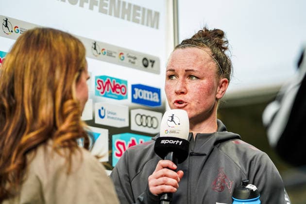 Germany Soccer Google Pixel Women Bundesliga 2025 2026 , 23 Matchday TSG Hoffenheim Women vs 1 FC Cologne Women Dietmar Hopp Stadion Hoffenheim Marina Hegering 1 FC Cologne Women, 33 Emotions, facial expressions, after the match, interview Copyright: xBennetxLongx