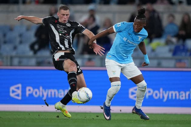 Lazio™s Tijjani Noslin Udinese™s Jakub Piotrowski during the Serie A EniLive soccer match between Lazio and Udinese at the Rome s Olympic stadium, Italy - Monday April 27, 2026 - Soccer ( Photo by Alfredo Falcone LaPresse )  Copyright: xAlfredoxFalcone LaPressex
