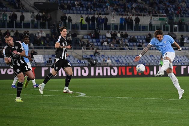 Dc Roma 27 04 2026 - campionato di calcio serie A Lazio-Udinese foto Domenico Cippitelli Image nella foto: gol Luca Pellegrini 