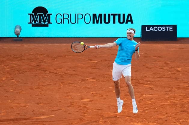 April 27, 2026, Madrid, Madrid, Spain: Alexander Zverev of Germany in action against Terence Atmane of France during the Mutua Madrid Open 2026, ATP, Tennis Herren Masters 1000 and WTA, Tennis Damen 1000, at La Caja Magica on April 27, 2026 in Madrid, Spain. Madrid Spain - ZUMAa181 20260427_zaa_a181_535 Copyright: xDennisxAgyemanx