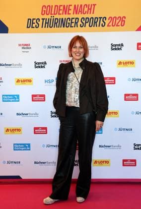 Goldene Nacht des Thueringer Sports 24.04.2026, Erfurt, Zentralheize, Goldene Nacht des Thueringer Sports im Bild: Kati Wilhelm (Praesidentin Thueringer Skiverband) *** Golden Night of Thuringian Sports 24 04 2026, Erfurt, Zentralheize, Golden Night of Thuringian Sports in the picture Kati Wilhelm President Thuringian Ski Association