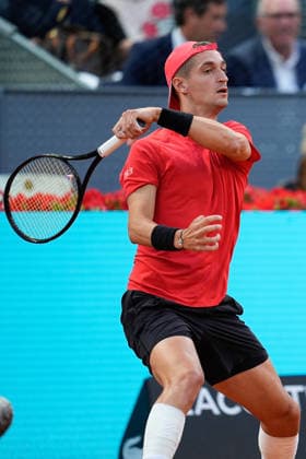 April 27, 2026, Madrid, Madrid, Spain: Terence Atmane of France in action against Alexander Zverev of Germany during the Mutua Madrid Open 2026, ATP, Tennis Herren Masters 1000 and WTA, Tennis Damen 1000, at La Caja Magica on April 27, 2026 in Madrid, Spain. Madrid Spain - ZUMAa181 20260427_zaa_a181_523 Copyright: xDennisxAgyemanx