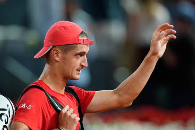 April 27, 2026, Madrid, Madrid, Spain: Terence Atmane of France greets the supporters against Alexander Zverev of Germany during the Mutua Madrid Open 2026, ATP, Tennis Herren Masters 1000 and WTA, Tennis Damen 1000, at La Caja Magica on April 27, 2026 in Madrid, Spain. Madrid Spain - ZUMAa181 20260427_zaa_a181_552 Copyright: xDennisxAgyemanx