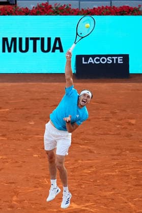 April 27, 2026, Madrid, Madrid, Spain: Alexander Zverev of Germany in action against Terence Atmane of France during the Mutua Madrid Open 2026, ATP, Tennis Herren Masters 1000 and WTA, Tennis Damen 1000, at La Caja Magica on April 27, 2026 in Madrid, Spain. Madrid Spain - ZUMAa181 20260427_zaa_a181_519 Copyright: xDennisxAgyemanx