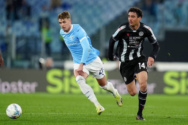 SS Lazio v Udinese Calcio - Serie A Enilive Daniel Maldini of SS Lazio and Arthur Atta of Udinese Calcio compete for the ball during the serie Serie A Enilive match between SS Lazio and Udinese Calcio at Olimpico on April 27, 2026 in Rome, Italy Rome Stadio Olimpico Lazio Italy Copyright: xGiuseppexMaffiax 260427_SerieA_Lazio-Udinese_GM_02313