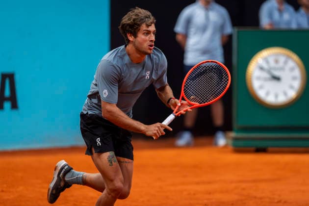 Mutua Madrid Open - Day Eight MADRID, SPAIN - APRIL 27: Flavio Cobolli of Italy in action against Adolfo Daniel Vallejo of Paraguay during their MenÕs Singles Round of 32 match during the Mutua Madrid Open 2026 tournament celebrated at La Caja Magica on April 27, 2026 in Madrid, Spain. Madrid La Caja Magica Madrid Spain Copyright: xAlbertoxGardinx AGardin_20260427_Tennis_Madrid_Day8_0679