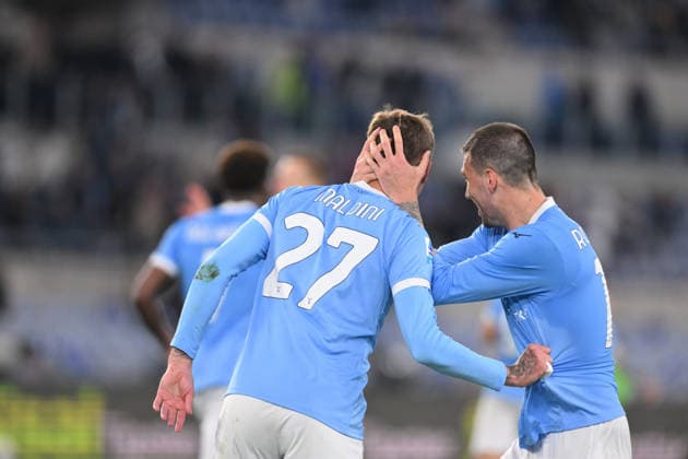 Daniel Maldini of SS Lazio celebrates with his teammate Alessio Romagnoli of SS Lazio after scoring the 3-3 goal during the match of 34th day of the Serie A Championship between S.S.Lazio and Udinese at the Olimpico Stadium on Apr 27, 2026 in Rome, Italy. during SS Lazio vs Udinese Calcio, Italian soccer Serie A match in Rome, Italy, April 27 2026  Copyright: xRobertoxRamaccia IPAxSportx xipa-agency.netx xx IPA_74280955 IPA_Agency_IPA74280955