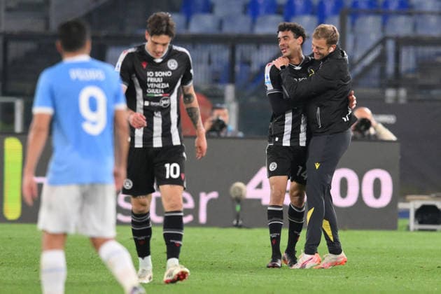 Arthur Atta of Udinese celebrates after scoring goal in the 93th minute for 2-3 during the match of 34th day of the Serie A Championship between S.S.Lazio and Udinese at the Olimpico Stadium on Apr 27, 2026 in Rome, Italy. during SS Lazio vs Udinese Calcio, Italian soccer Serie A match in Rome, Italy, April 27 2026  Copyright: xRobertoxRamaccia IPAxSportx xipa-agency.netx xx IPA_74280972 IPA_Agency_IPA74280972