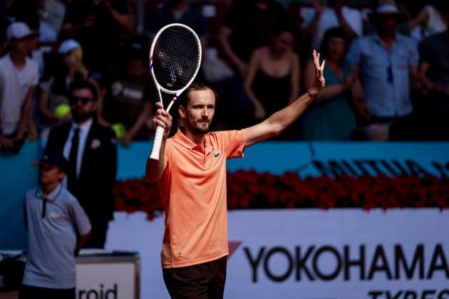 Mutua Madrid Open - Day Eight MADRID, SPAIN - APRIL 27: Daniil Medvedev celebrates the victory against Nicolai Budkov Kjaer of Norway during their match on Day 8 during the Mutua Madrid Open 2026 tournament celebrated at La Caja Magica on April 27, 2026 in Madrid, Spain. Madrid La Caja Magica Madrid Spain Copyright: xAlbertoxGardinx AGardin_20260427_Tennis_Madrid_Day8_0760