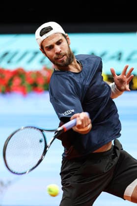 April 27, 2026, Madrid, Madrid, Spain: Karen Khachanov of Russia plays against Jakub Mensik of Czech Republic during the Mutua Madrid Open 2026, ATP, Tennis Herren Masters 1000 and WTA, Tennis Damen 1000, at La Caja Magica on April 27, 2026 in Madrid, Spain. Madrid Spain - ZUMAa181 20260427_zaa_a181_693 Copyright: xIrinaxR.xHipolitox