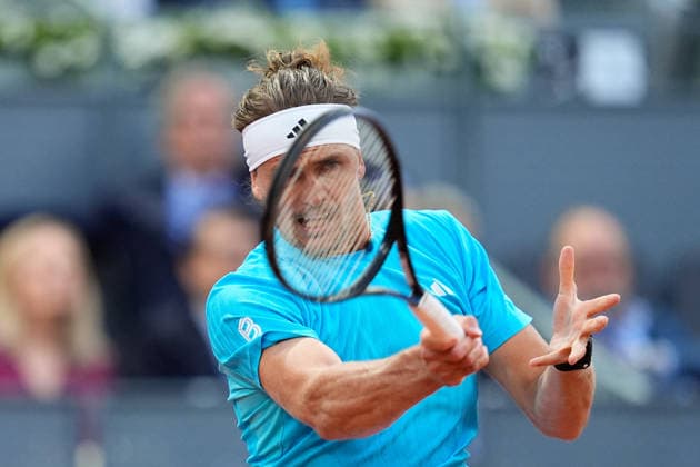 April 27, 2026, Madrid, Madrid, Spain: Alexander Zverev of Germany in action against Terence Atmane of France during the Mutua Madrid Open 2026, ATP, Tennis Herren Masters 1000 and WTA, Tennis Damen 1000, at La Caja Magica on April 27, 2026 in Madrid, Spain. Mutua Madrid Open 2026 - Day 8 - ZUMAa181 20260427_zaa_a181_844 Copyright: xDennisxAgyemanx