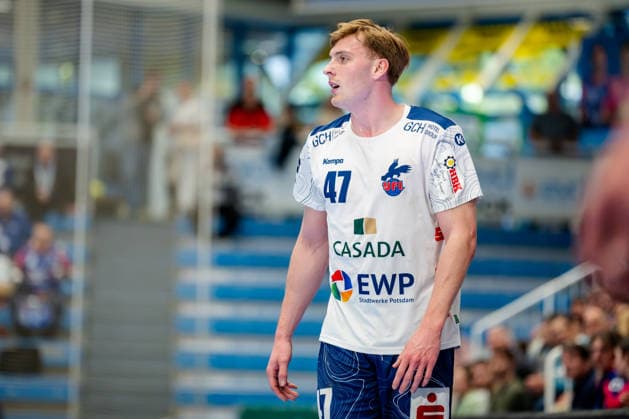 Dormagen, 27 04 2026, Handball, Men, 2 Bundesliga, 29 Matchday, 2025 2026 TSV Bayer Dormagen 1 VFL Potsdam Dustin Kraus 1 VfL Potsdam, 47 during the match