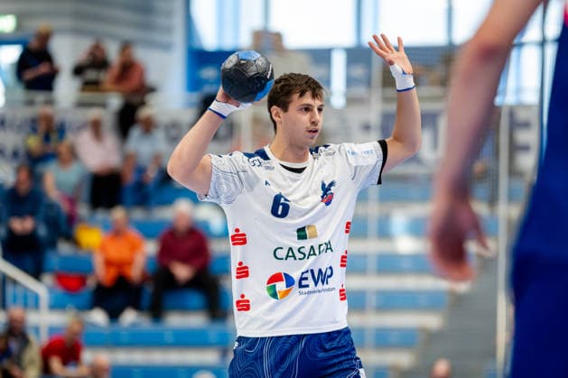 Dormagen, 27 04 2026, Handball, Men, 2 Bundesliga, Matchday 29, 2025 2026 TSV Bayer Dormagen 1 VFL Potsdam Markus Mahr 1 VfL Potsdam, 6 during the match