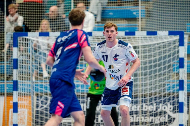 Dormagen, 27 04 2026, Handball, Men, 2 Bundesliga, Matchday 29, 2025 2026 TSV Bayer Dormagen 1 VFL Potsdam Dustin Kraus 1 VfL Potsdam, 47 during the match in defense