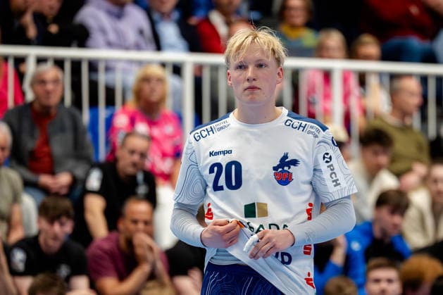 Dormagen, 27 04 2026, Handball, Men, 2 Bundesliga, 29 Matchday, 2025 2026 TSV Bayer Dormagen 1 VFL Potsdam Tim Hildenbrand 1 VfL Potsdam, 20 during the match