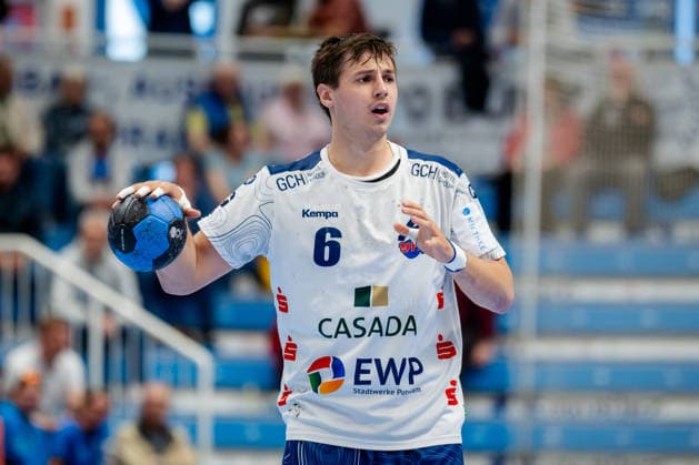 Dormagen, 27 04 2026, Handball, Men, 2 Bundesliga, Matchday 29, 2025 2026 TSV Bayer Dormagen 1 VFL Potsdam Markus Mahr 1 VfL Potsdam, 6 during the match