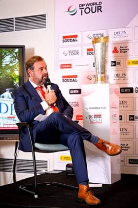 press conference, PK, Pressekonferenz Soudal Open Golf Tournament - 28 04 2026 STERREBEEK, BELGIUM - APRIL 28 : Jones Michael tournament director during the press conference ahead of the Soudal Open Golf Tournament at the House of Golf on April 28, 2026 in Sterrebeek, Belgium, 28 04 2026  Copyright: xTomasxSiskx