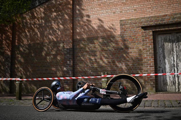 UCI Para Cycling Road World Cup: Round 2 Picture by Mathew Wells SWpix.com - 28 04 2026 - Cycling - UCI Para Cycling Road World Cup: Round 2 - Gistel, West Flanders, Belgium - Men H3 Individual Time Trial (ITT) - Ryan Pinney (USA) Copyright: x xSWpix.comx(t axPhotographyxHubxLtd)xMathewxWells SWpix.comx SWP-3030-13462