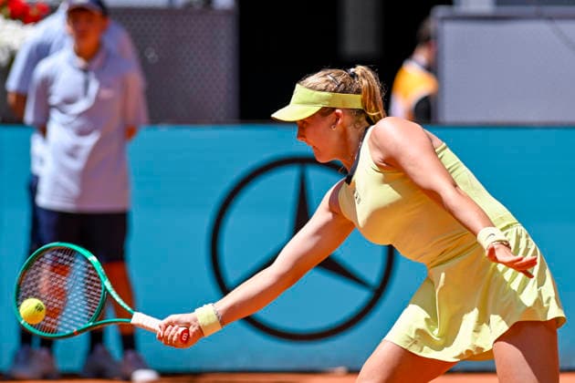April 28, 2026, Madrid, Madrid, Spain: MIRRA ANDREEVA of Russian †WILSON during the Mutua Madrid Open 2026, ATP, Tennis Herren Masters 1000 and WTA, Tennis Damen 1000 tennis tournament, celebrated at Caja Magica on April 28, 2026 in Madrid, Spain. Madrid Spain - ZUMAc312 20260428_zsp_c312_200 Copyright: xOscarxManuelxSanchezx