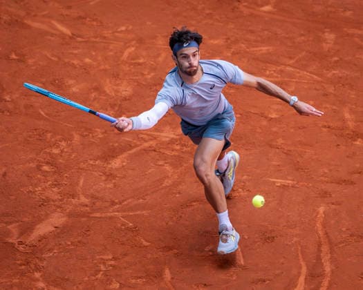 Mutua Madrid Open - Day Nine MADRID, SPAIN - APRIL 28: Lorenzo Musetti of Italy in action against Jiri Lehecka of Czech Republic during the Men s Singles Round of 16 match during the Mutua Madrid Open 2026 tournament celebrated at La Caja Magica on April 28, 2026 in Madrid, Spain. Madrid La Caja Magica Madrid Spain Copyright: xAlbertoxGardinx AGardin_20260428_Tennis_Madrid_Day9_0515