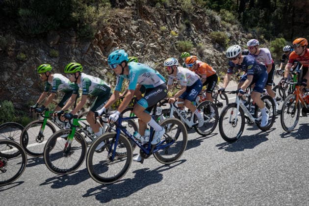 61st Presidential Cycling Tour of Turkiye MUGLA, TURKIYE - APRIL 28: Cyclists compete in a tight pack during the 132-kilometer Marmaris-Kiran route on April 28, 2026 in Mugla, Turkiye. This event represents the third stage of the 8-stage 61st Presidential Cycling Tour of Turkiye (TUR 2026), which is the only race in the country categorized as a ProSeries event on the UCI Europe Tour calendar. The competition is organized by the Turkish Cycling Federation under the auspices of the Presidency and with support from the Ministry of Youth and Sports. Ahmet Serdar Eser Anadolu Mugla Turkey. Editorial use only. Please get in touch for any other usage.  Copyright: x2026xAnadoluxAhmetxSerdarxEserx
