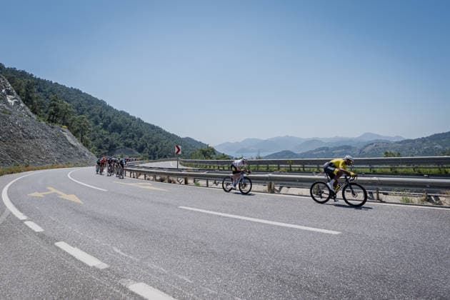 61st Presidential Cycling Tour of Turkiye MUGLA, TURKIYE - APRIL 28: Cyclists compete in a tight pack during the 132-kilometer Marmaris-Kiran route on April 28, 2026 in Mugla, Turkiye. This event represents the third stage of the 8-stage 61st Presidential Cycling Tour of Turkiye (TUR 2026), which is the only race in the country categorized as a ProSeries event on the UCI Europe Tour calendar. The competition is organized by the Turkish Cycling Federation under the auspices of the Presidency and with support from the Ministry of Youth and Sports. Ahmet Serdar Eser Anadolu Mugla Turkey. Editorial use only. Please get in touch for any other usage.  Copyright: x2026xAnadoluxAhmetxSerdarxEserx
