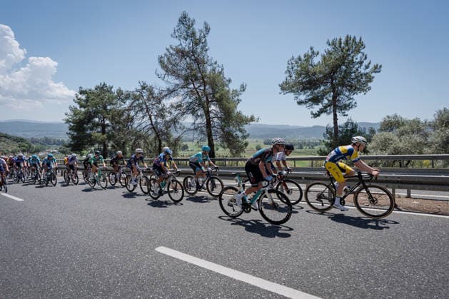 61st Presidential Cycling Tour of Turkiye MUGLA, TURKIYE - APRIL 28: Cyclists compete in a tight pack during the 132-kilometer Marmaris-Kiran route on April 28, 2026 in Mugla, Turkiye. This event represents the third stage of the 8-stage 61st Presidential Cycling Tour of Turkiye (TUR 2026), which is the only race in the country categorized as a ProSeries event on the UCI Europe Tour calendar. The competition is organized by the Turkish Cycling Federation under the auspices of the Presidency and with support from the Ministry of Youth and Sports. Ahmet Serdar Eser Anadolu Mugla Turkey. Editorial use only. Please get in touch for any other usage.  Copyright: x2026xAnadoluxAhmetxSerdarxEserx