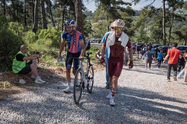 61st Presidential Cycling Tour of Turkiye MUGLA, TURKIYE - APRIL 28: Cyclists compete in a tight pack during the 132-kilometer Marmaris-Kiran route on April 28, 2026 in Mugla, Turkiye. This event represents the third stage of the 8-stage 61st Presidential Cycling Tour of Turkiye (TUR 2026), which is the only race in the country categorized as a ProSeries event on the UCI Europe Tour calendar. The competition is organized by the Turkish Cycling Federation under the auspices of the Presidency and with support from the Ministry of Youth and Sports. Ahmet Serdar Eser Anadolu Mugla Turkey. Editorial use only. Please get in touch for any other usage.  Copyright: x2026xAnadoluxAhmetxSerdarxEserx