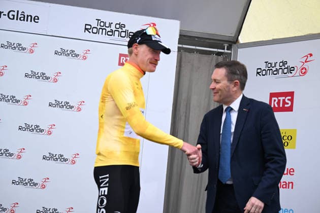 28-04-2026 Tour De Romandie; Tappa Prologo Villars Sur Glane; 2026, Ineos Grenadiers; Godon, Dorian; Lappartient, David; Villars Sur Glane; 
