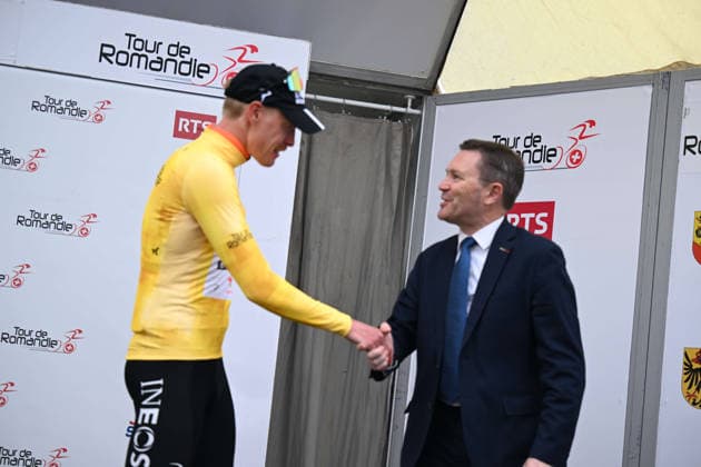 28-04-2026 Tour De Romandie; Tappa Prologo Villars Sur Glane; 2026, Ineos Grenadiers; Godon, Dorian; Lappartient, David; Villars Sur Glane; 