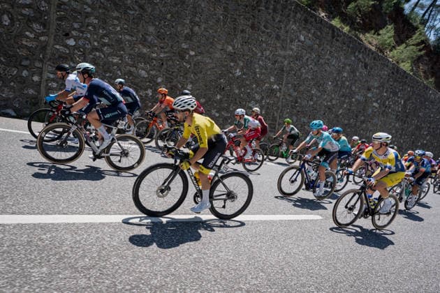 61st Presidential Cycling Tour of Turkiye MUGLA, TURKIYE - APRIL 28: Cyclists compete in a tight pack during the 132-kilometer Marmaris-Kiran route on April 28, 2026 in Mugla, Turkiye. This event represents the third stage of the 8-stage 61st Presidential Cycling Tour of Turkiye (TUR 2026), which is the only race in the country categorized as a ProSeries event on the UCI Europe Tour calendar. The competition is organized by the Turkish Cycling Federation under the auspices of the Presidency and with support from the Ministry of Youth and Sports. Ahmet Serdar Eser Anadolu Mugla Turkey. Editorial use only. Please get in touch for any other usage.  Copyright: x2026xAnadoluxAhmetxSerdarxEserx