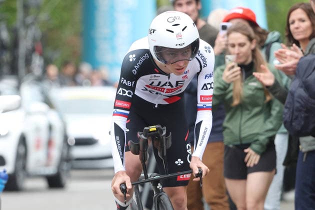 28 04 2026 Villars sur Glane, SWITZERLAND, Tour de Romandie 2026 Prologue Villars sur Glane Villars sur Glane Tadej Pogacar SLO Team UAE Emirates