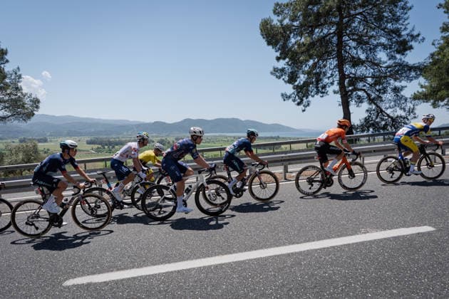 61st Presidential Cycling Tour of Turkiye MUGLA, TURKIYE - APRIL 28: Cyclists compete in a tight pack during the 132-kilometer Marmaris-Kiran route on April 28, 2026 in Mugla, Turkiye. This event represents the third stage of the 8-stage 61st Presidential Cycling Tour of Turkiye (TUR 2026), which is the only race in the country categorized as a ProSeries event on the UCI Europe Tour calendar. The competition is organized by the Turkish Cycling Federation under the auspices of the Presidency and with support from the Ministry of Youth and Sports. Ahmet Serdar Eser Anadolu Mugla Turkey. Editorial use only. Please get in touch for any other usage.  Copyright: x2026xAnadoluxAhmetxSerdarxEserx