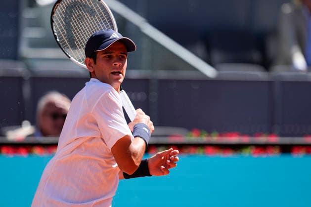 April 28, 2026, Madrid, Madrid, Spain: Rafael Jodar of Spain plays against Vit Kopriva of Czech Republic during the Mutua Madrid Open 2026, ATP, Tennis Herren Masters 1000 and WTA, Tennis Damen 1000, at La Caja Magica on April 28, 2026 in Madrid, Spain. Madrid Spain - ZUMAa181 20260428_zaa_a181_251 Copyright: xOscarxJ.xBarrosox