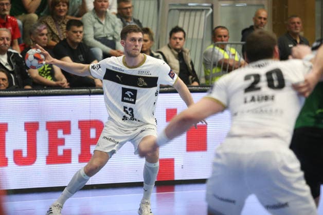 RK Nexe v THW Kiel - EHF European League Men 2025 2026 Mykola Bilyk of THW Kiel in action during the EHF European League Men 2025 26 quarter-finals 1st leg match between RK Nexe and THW Kiel at Sports Hall King Tomislav on April 28, 2026 in Nasice, Croatia.  DavidxJerkovic PIXSELL