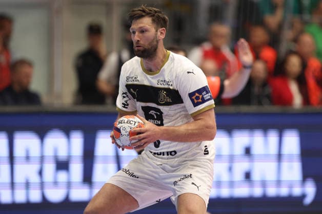RK Nexe v THW Kiel - EHF European League Men 2025 2026 Harald Reinkind of THW Kiel in action during the EHF European League Men 2025 26 quarter-finals 1st leg match between RK Nexe and THW Kiel at Sports Hall King Tomislav on April 28, 2026 in Nasice, Croatia.  DavidxJerkovic PIXSELL