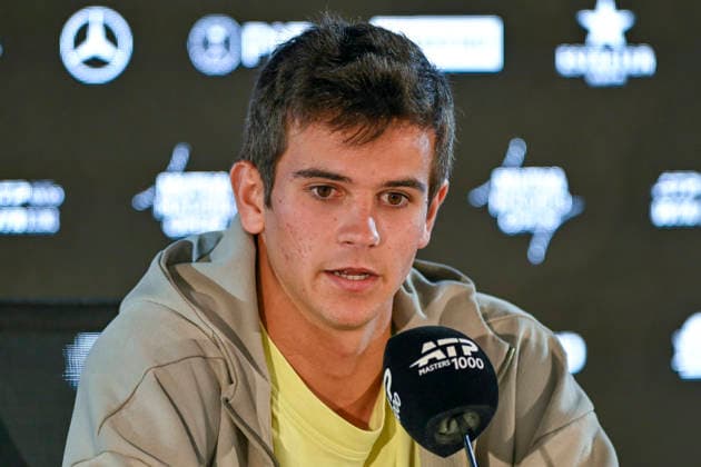 April 28, 2026, Madrid, Madrid, Spain: RAFAEL JODAR of Spain †ADIDAS attends his press conference, PK, Pressekonferenz during the Mutua Madrid Open 2026, ATP, Tennis Herren Masters 1000 and WTA, Tennis Damen 1000, at La Caja Magica on April 28, 2026 in Madrid, Spain. Madrid Spain - ZUMAc312 20260428_zsp_c312_408 Copyright: xOscarxManuelxSanchezx