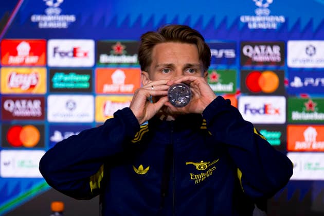 UEFA champions league - Atletico de Madrid vs Arsenal MADRID,SPAIN - 28 April:Martin Odegaard of Arsenal during the pre-match press conference, PK, Pressekonferenz of the UEFA Champions League 2025 26 semifinal first Leg match between Atletico de Madrid and Arsenal at Riyadh Air Metropolitano Stadium. (Photo by Guille Martinez f22photo) Madrid Riyadh Air Metropolitano Stadium Spain Copyright: xGuillermoxMartinezx