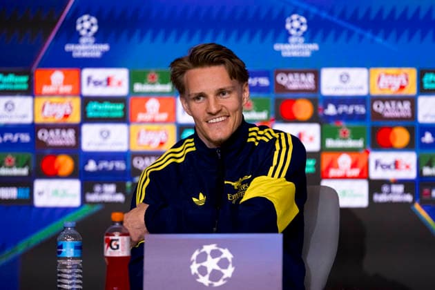 UEFA champions league - Atletico de Madrid vs Arsenal MADRID,SPAIN - 28 April:Martin Odegaard of Arsenal during the pre-match press conference, PK, Pressekonferenz of the UEFA Champions League 2025 26 semifinal first Leg match between Atletico de Madrid and Arsenal at Riyadh Air Metropolitano Stadium. (Photo by Guille Martinez f22photo) Madrid Riyadh Air Metropolitano Stadium Spain Copyright: xGuillermoxMartinezx