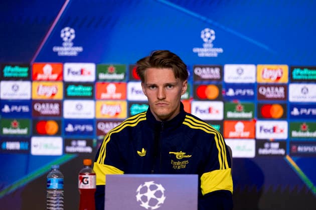 UEFA champions league - Atletico de Madrid vs Arsenal MADRID,SPAIN - 28 April:Martin Odegaard of Arsenal during the pre-match press conference, PK, Pressekonferenz of the UEFA Champions League 2025 26 semifinal first Leg match between Atletico de Madrid and Arsenal at Riyadh Air Metropolitano Stadium. (Photo by Guille Martinez f22photo) Madrid Riyadh Air Metropolitano Stadium Spain Copyright: xGuillermoxMartinezx